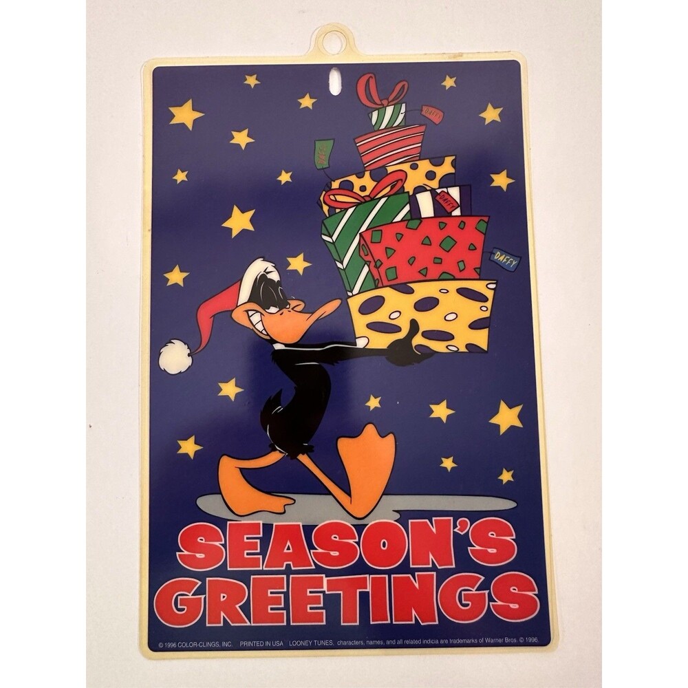 Disney Christmas Vintage Plastic Window Clings Goofy Mickey Minnie Set Of 7 Used - Picture 8 of 9